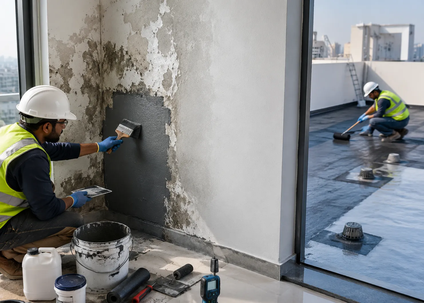 Certified engineer conducting a property health inspection